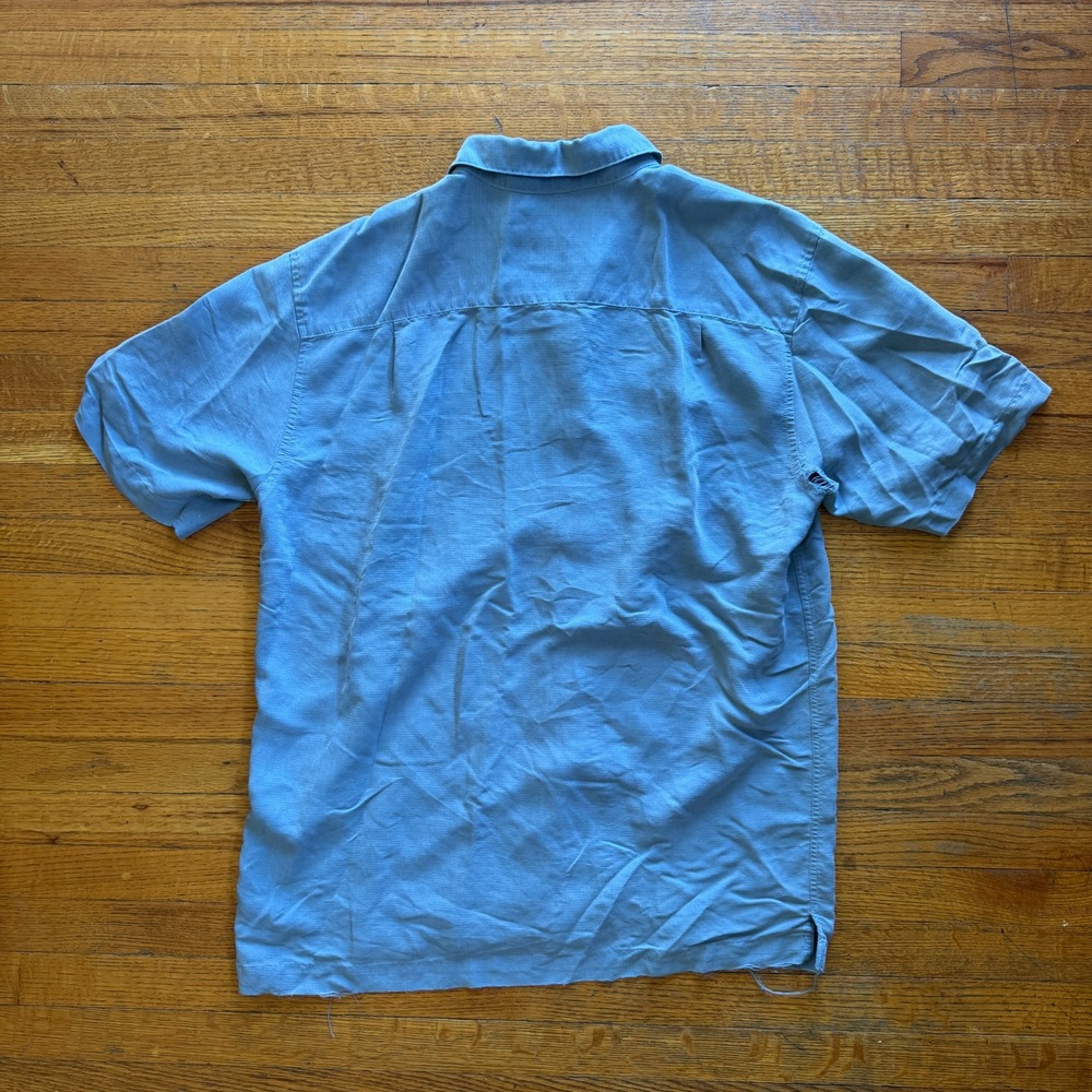 Quiksilver Waterman Collection Mens Blue Embroidered Short Sleeve Button Shirt M - Picture 8 of 9